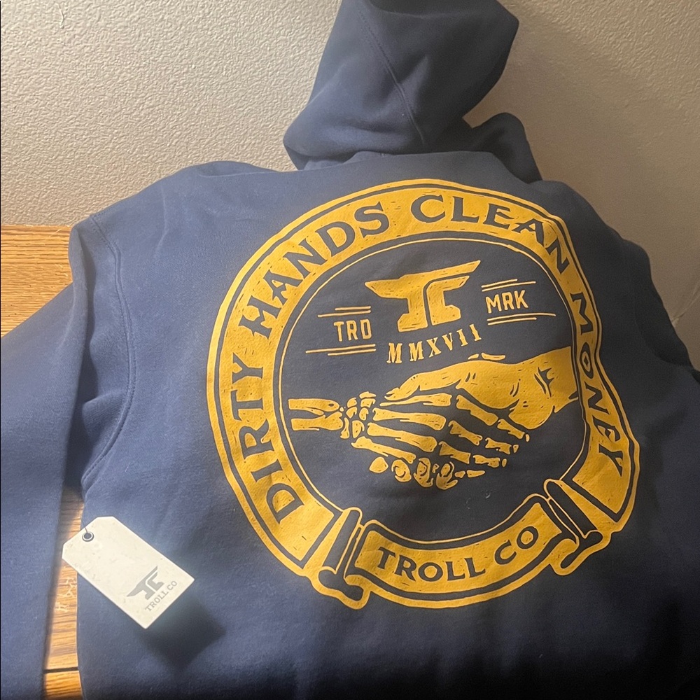 Troll Co. Navy Hoodie with Yellow Logo